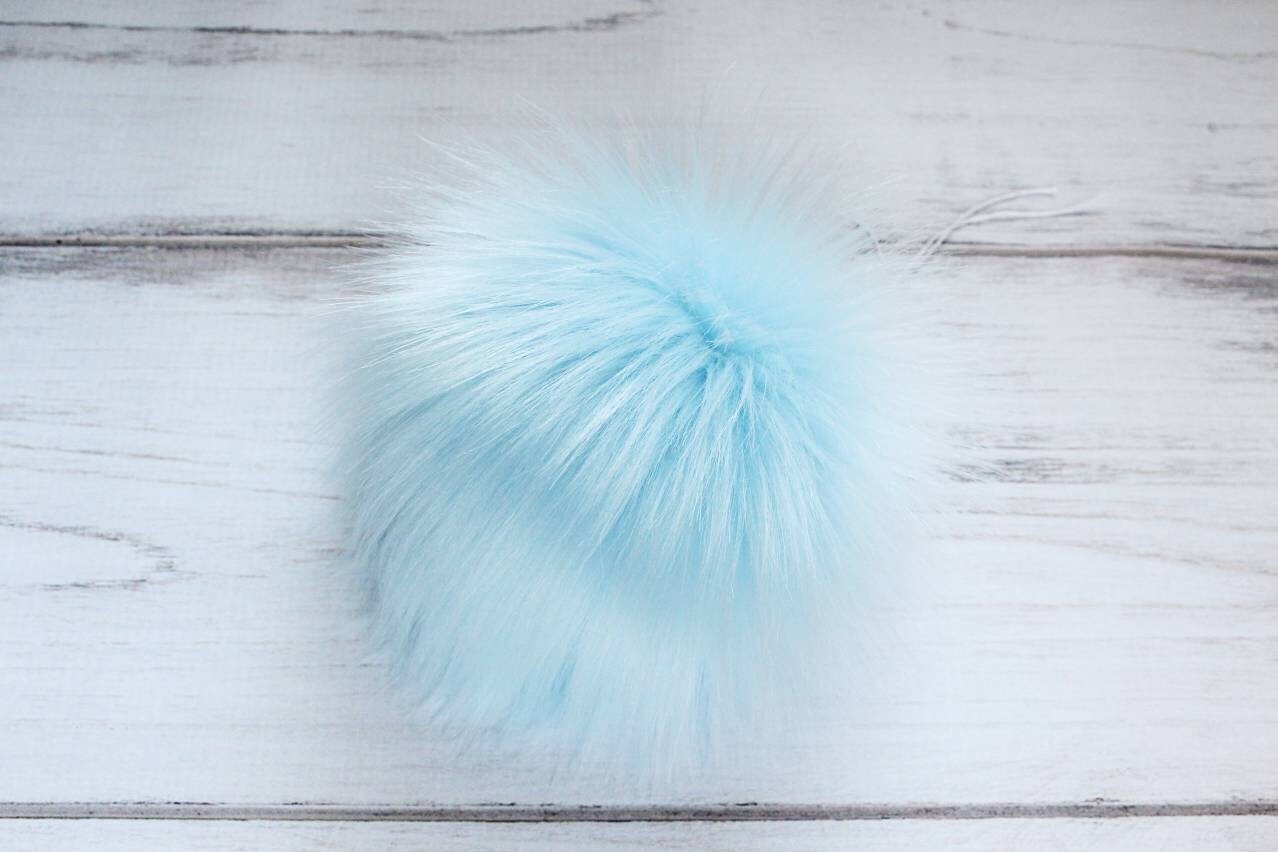 Baby Blue Faux Fur Pom Poms Fur Poms Poms For Beanies | Etsy