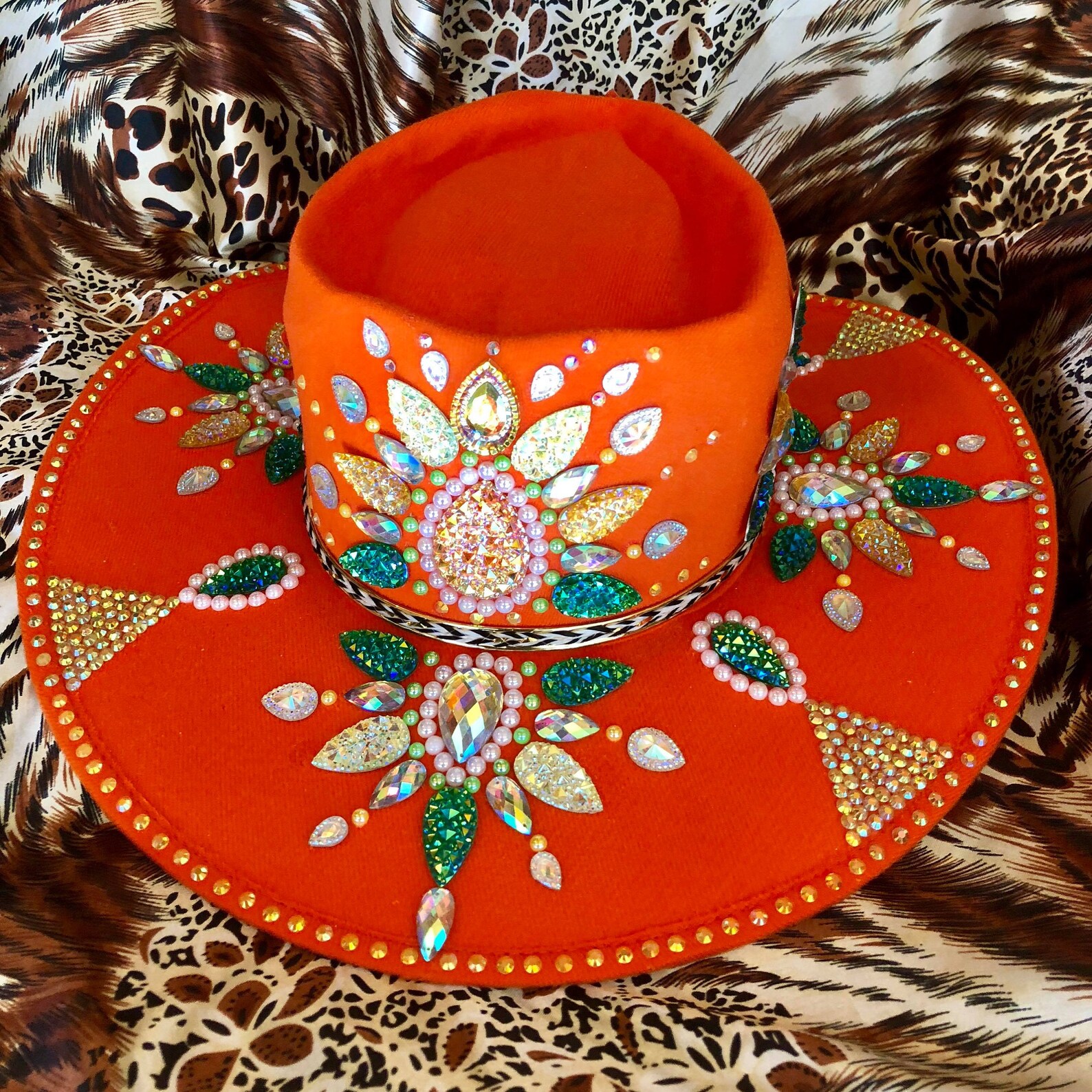 Cosmic Crystal Orange Cowboy Hat Etsy