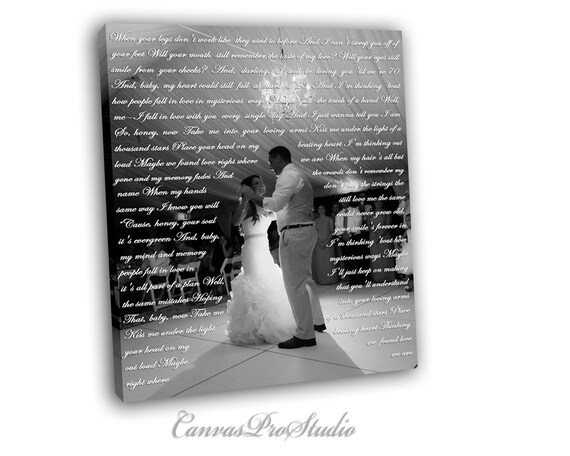 First Dance Lyrics Wedding Canvas Photo Decor Words Vows Etsy