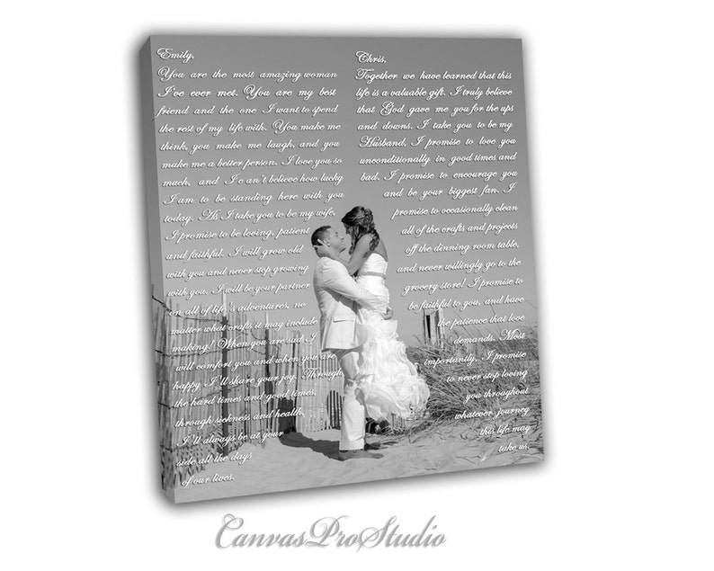 Wedding photo with vows Wedding photo with text Wedding photo | Etsy