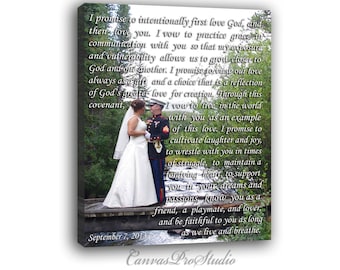 Cotton Anniversary Gift, Wedding First Dance Lyrics, Photo with vows, Picture with custom text, Your text on canvas, Engagement, Love Poem