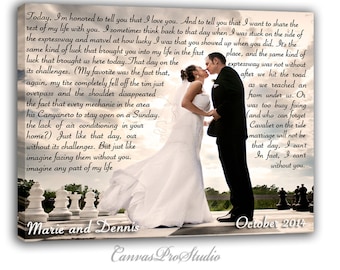 Custom canvas with lyrics Photo portrait lyrics Wedding song lyrics Poem lyrics  Personalized lyrics on canvas Christmas personalized Gift