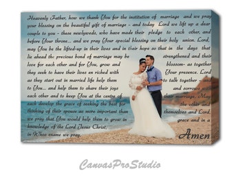 Prayer For A Newly Married Couple on canvas Custom Canvas Print with Love Story/ Just Married Gift Idea/ Lyrics/ Unique Wall Decor