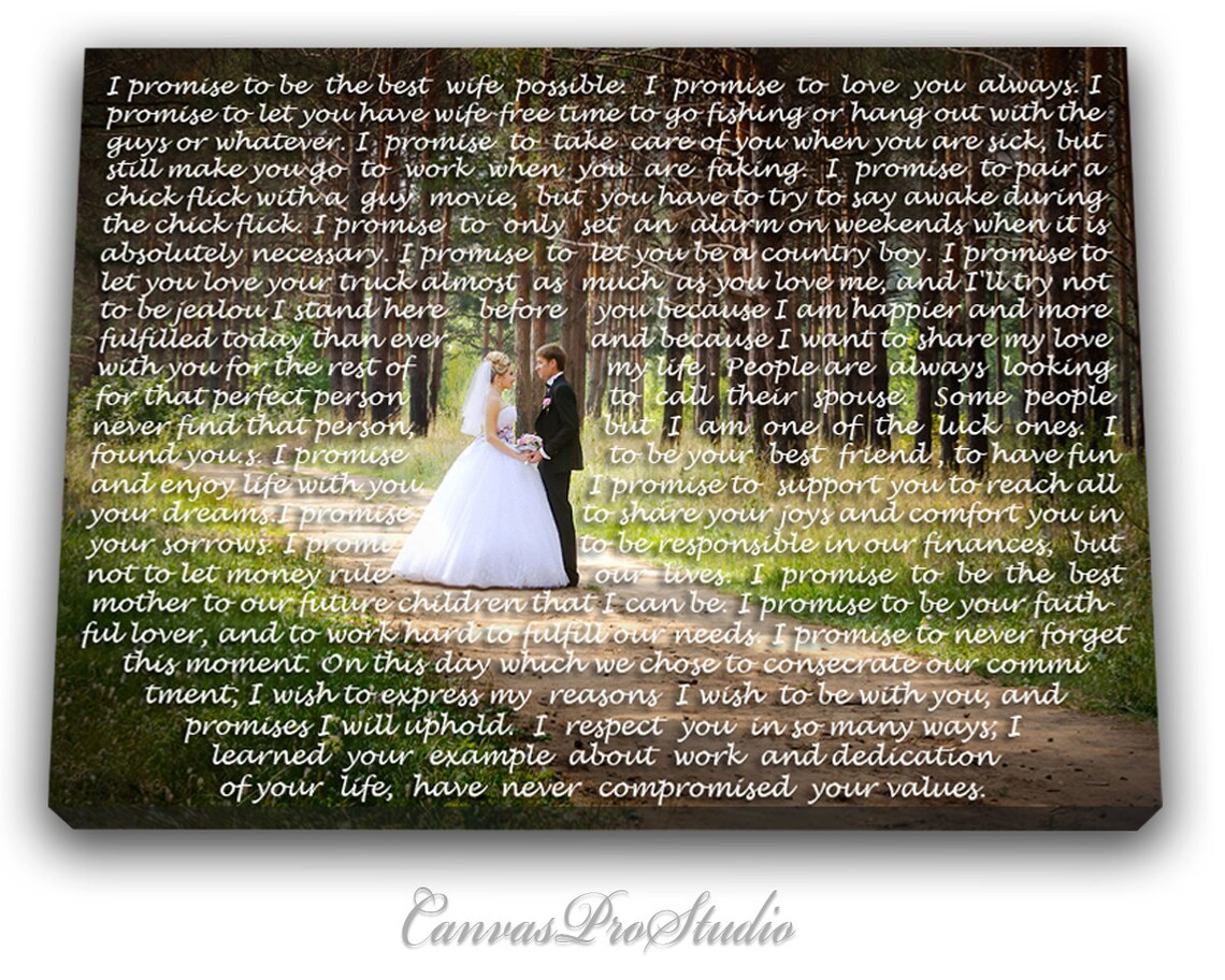 Wedding photo with vows Wedding photo with text Wedding photo | Etsy