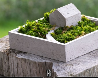 Handmade miniature world made of concrete