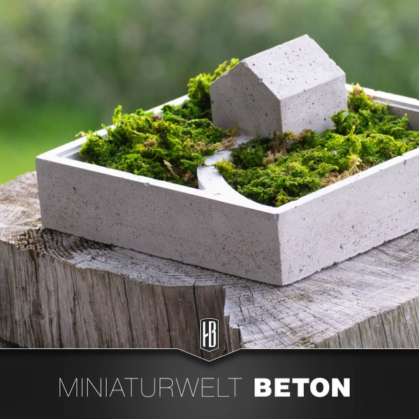 Handgefertigte Miniaturwelt aus Beton