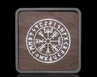 Celtic Rune Circle Design LED Light Box Concrete / Wood - Decorative Ambience
