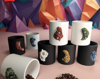 Klettertasse mit Boulderstein-Griff aus Keramik, matt schwarz oder weiß, Geschenk für Kletterer und Boulderer