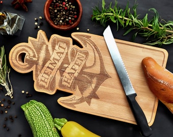 Cutting board / serving board / snack board - home port / homesickness / anchor / travel - BEECH / SOLID WOOD / SOLID