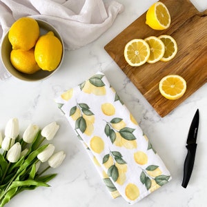 Lemon Kitchen Towels | Lemon Kitchen Decor | Yellow Kitchen Towel | Farmhouse Lemon Kitchen Towel | Hostess Gift | Gift for Mom | Lemons