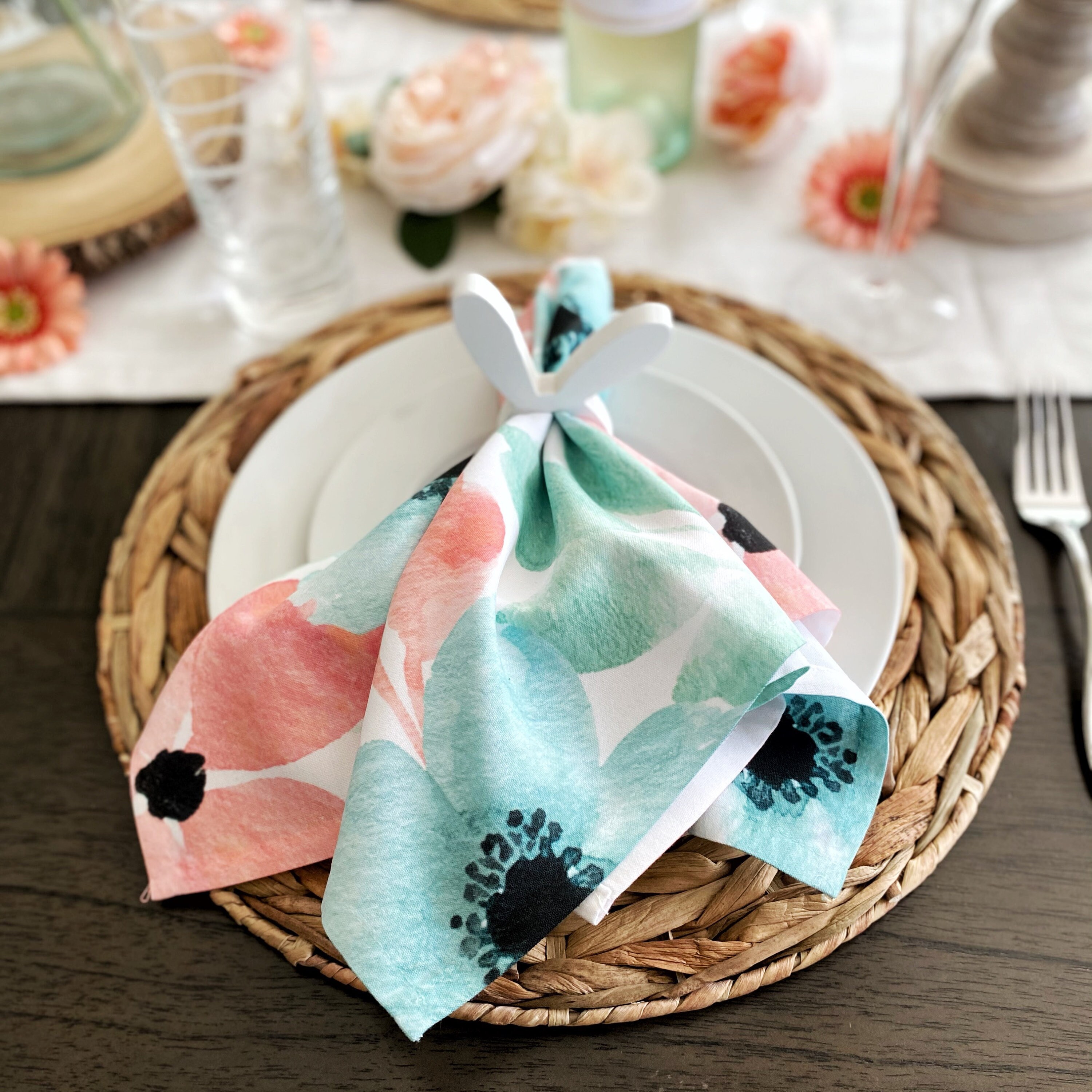Table Linen Napkin Set Spring Napkins Floral Napkins Etsy
