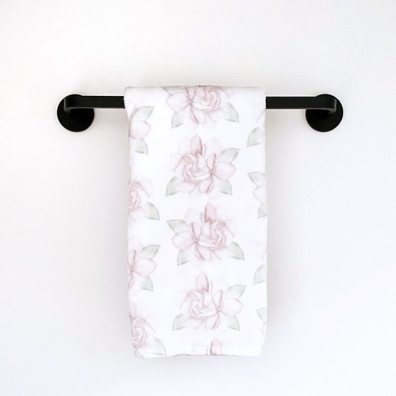 Premium Neutral Floral Hand Towel Neutral Kitchen Decor Neutral