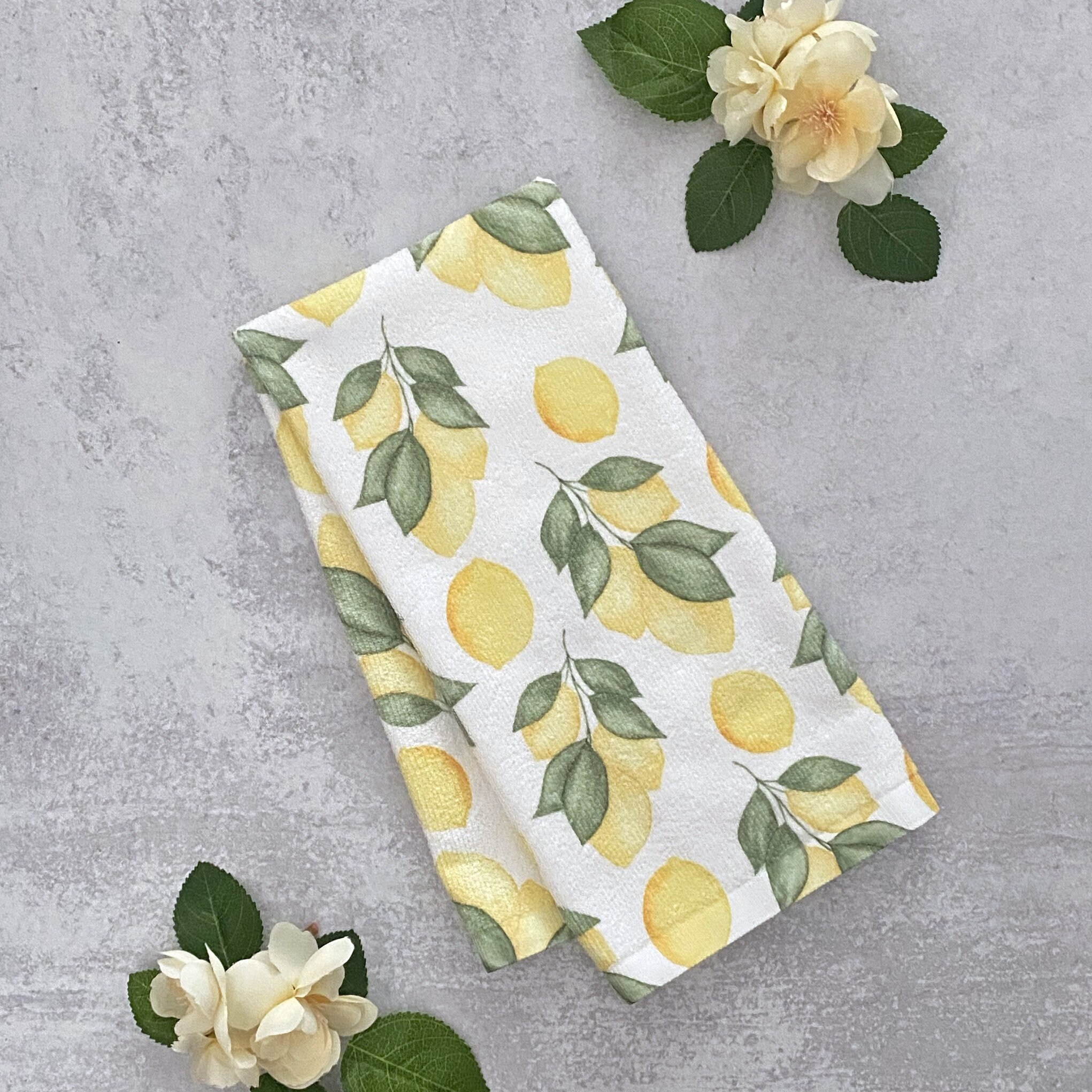 Dish Towel Lemon Decor Kitchen Towel Lemon Print Bathroom Etsy
