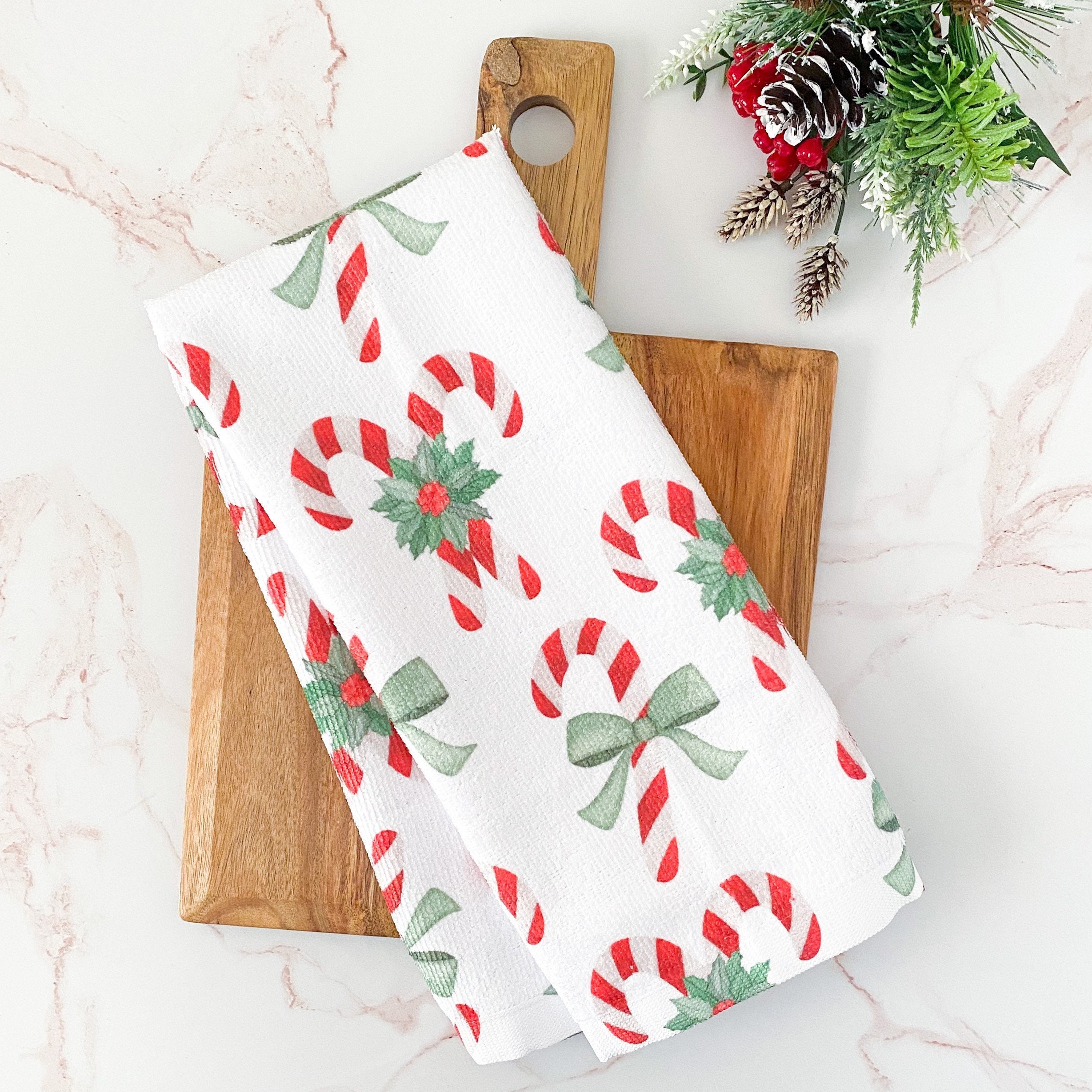 Candy Cane Kitchen Towels Etsy