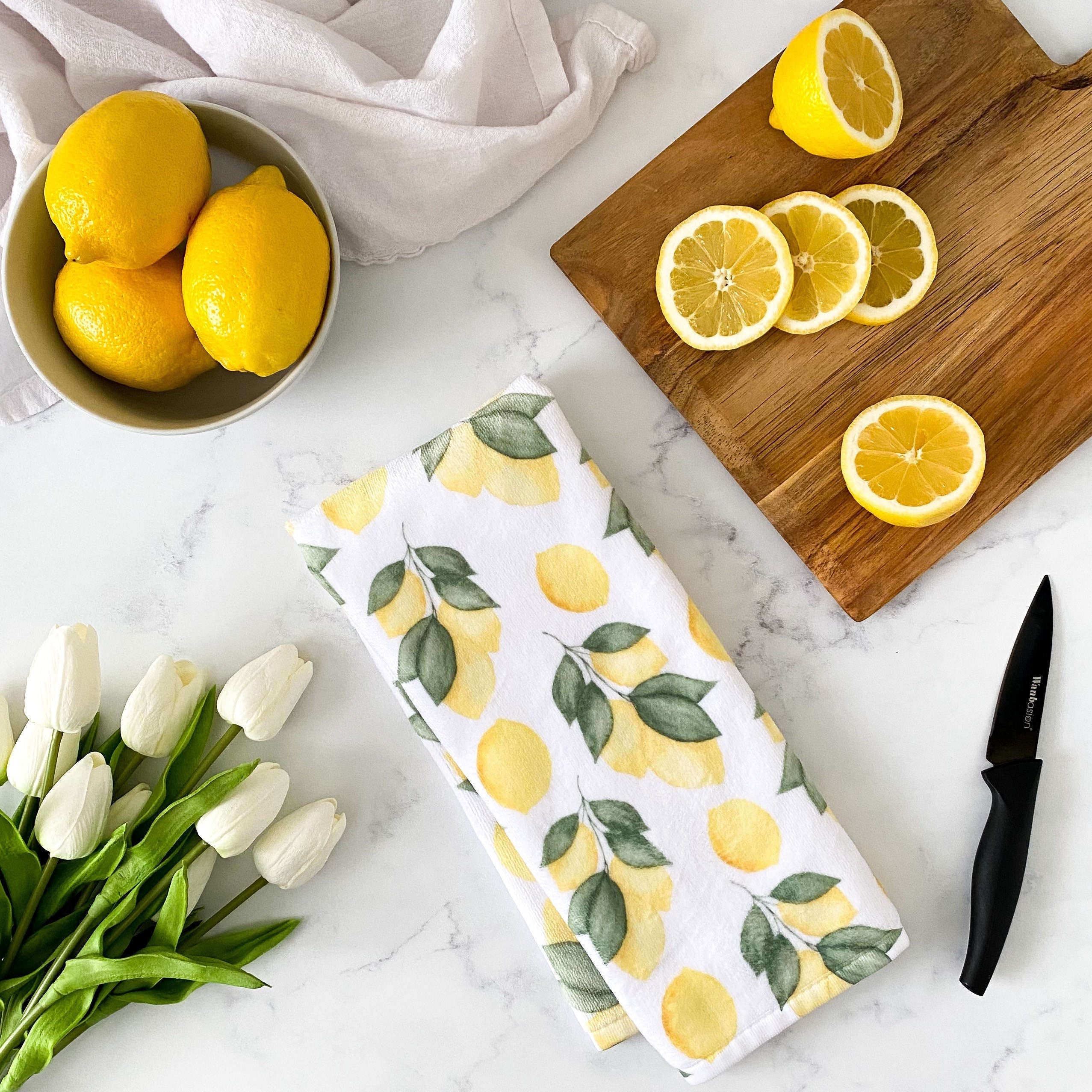 Hanging Kitchen Towel Waffle Kitchen Towel Lemon Decorative 