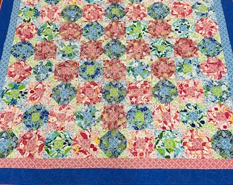 Rosa, blau, grün Quilt