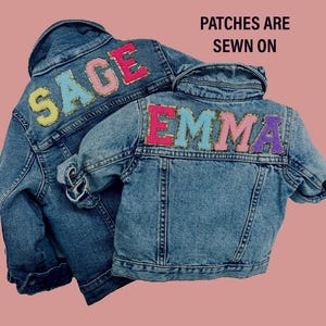 Personalized Denim Jacket: Chenille Varsity Letter Sequin Edge
