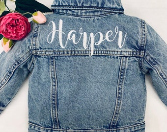 Custom Embroidered High Quality Denim Jean Jacket for Baby, Toddler, Girls and Boys Kids. Old Navy and Gap (runs smaller)