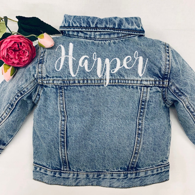 Embroidered Highest Quality Denim Jean Jackets personalized and customizable Boys and Girls Kids Baby Toddler Denim Jean jacket Old Navy Gap image 4