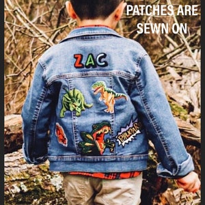 Machine Sewn Highest Quality Denim Jean Jacket with Dinosaurs for boys, baby, toddler, girls Machine Washable. Old Navy and Gap available.