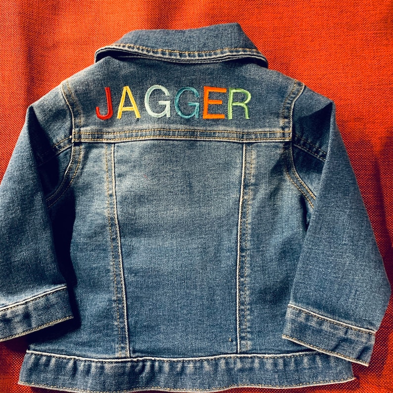 Embroidered Highest Quality Denim Jean Jackets personalized and customizable Boys and Girls Kids Baby Toddler Denim Jean jacket Old Navy Gap image 6