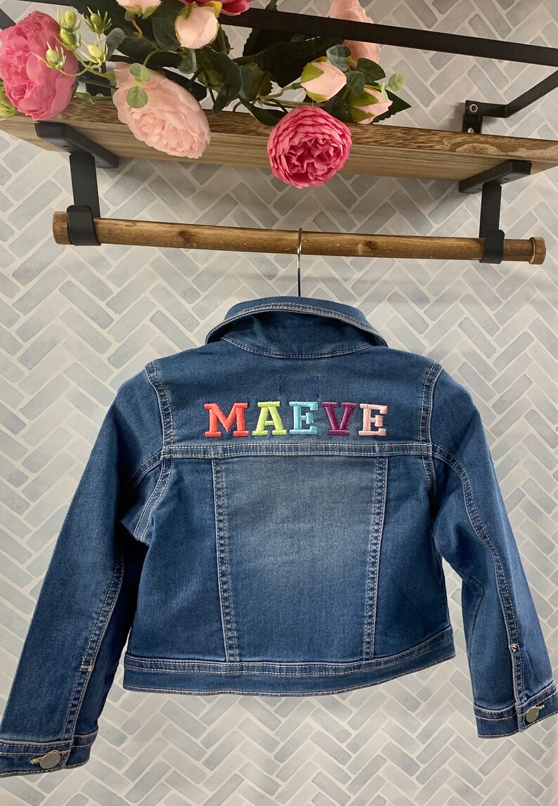 Embroidered Highest Quality Denim Jean Jackets personalized and customizable Boys and Girls Kids Baby Toddler Denim Jean jacket Old Navy Gap image 7