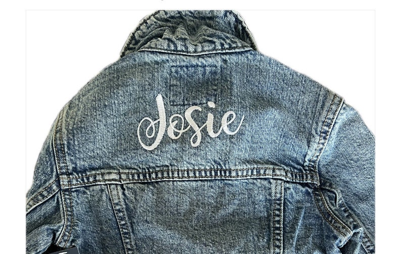 Embroidered Highest Quality Denim Jean Jackets personalized and customizable Boys and Girls Kids Baby Toddler Denim Jean jacket Old Navy Gap image 3