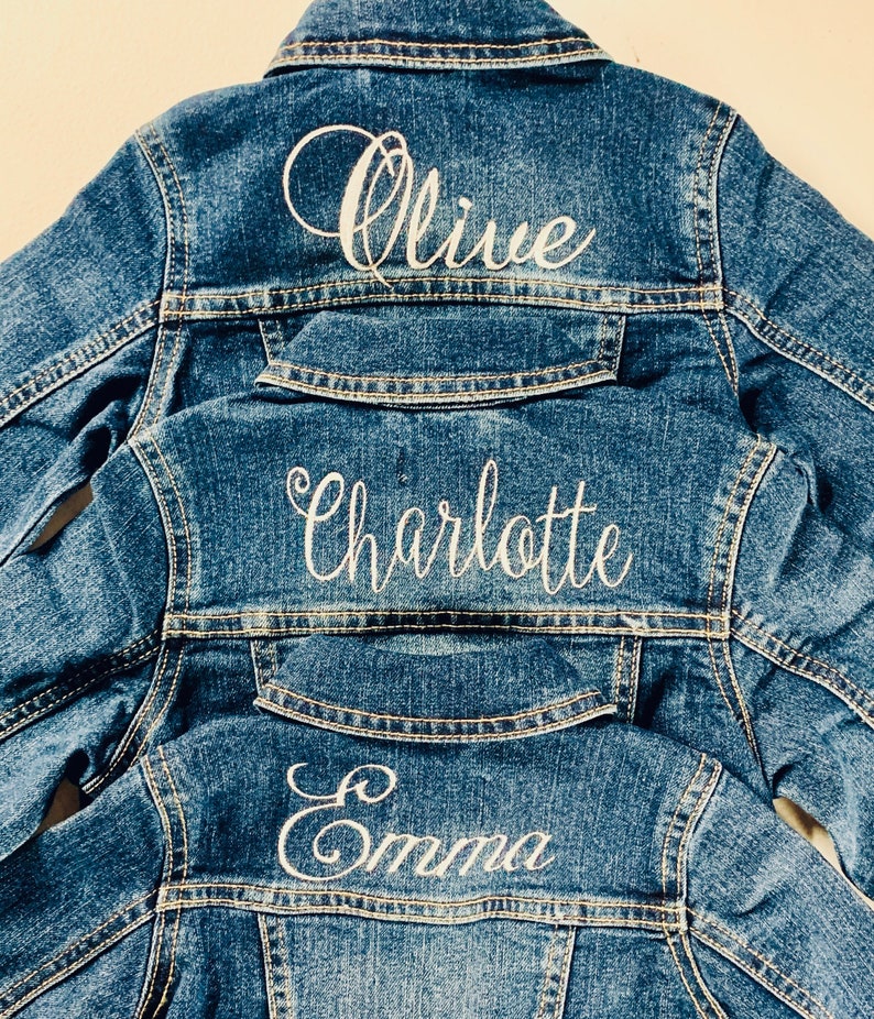 Embroidered Highest Quality Denim Jean Jackets personalized and customizable Boys and Girls Kids Baby Toddler Denim Jean jacket Old Navy Gap image 1