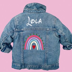 Embroidered Rainbow Denim Jacket: Custom Baby Toddler Jean Jacket