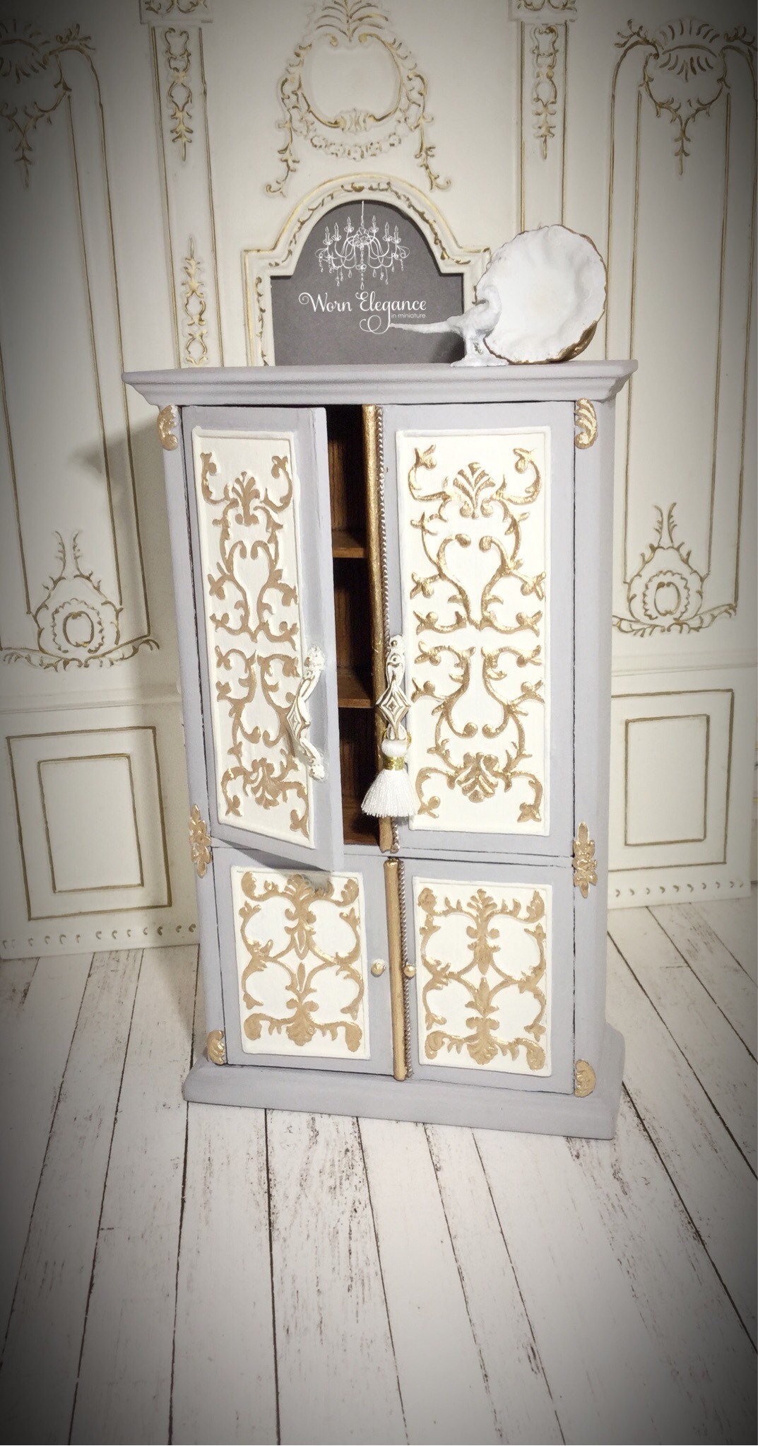 Dollhouse Miniature Armoire, 112, French Style, Bespaq, Hand Carved