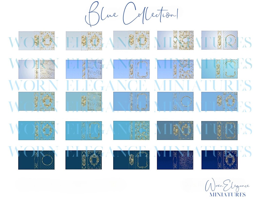 NEW Printable Book Covers, Dollhouse Miniatures, DIY, 1:12, Blue ...