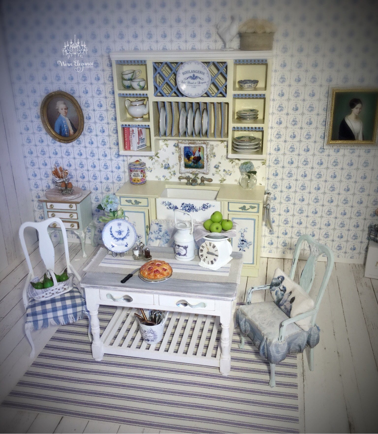 Download Dollhouse Miniatures Kitchen Table, 1:12, Prep Table, Display Table, Two Drawers, Spoon Pulls ...