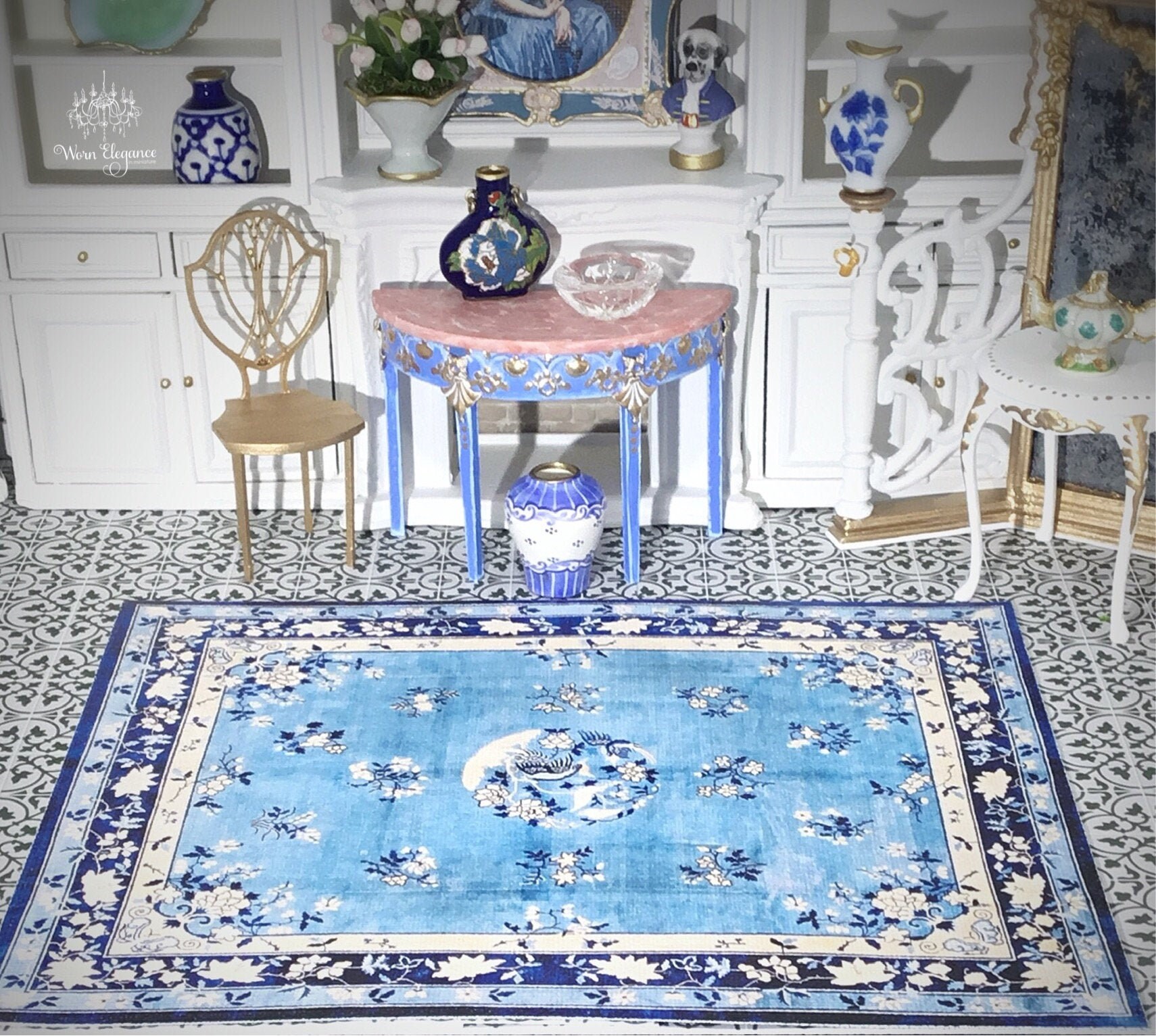 Dollhouse Miniature Oriental Rug 33, NEW, 112, Chinoiserie Style