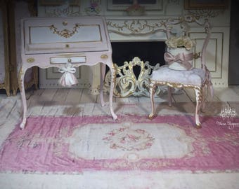 Dollhouse Miniature Rug #40, 1:12, French Style Aubusson Rug, Reproduction Antique Rug, Carpet, Floor Covering, Accessories , Decor
