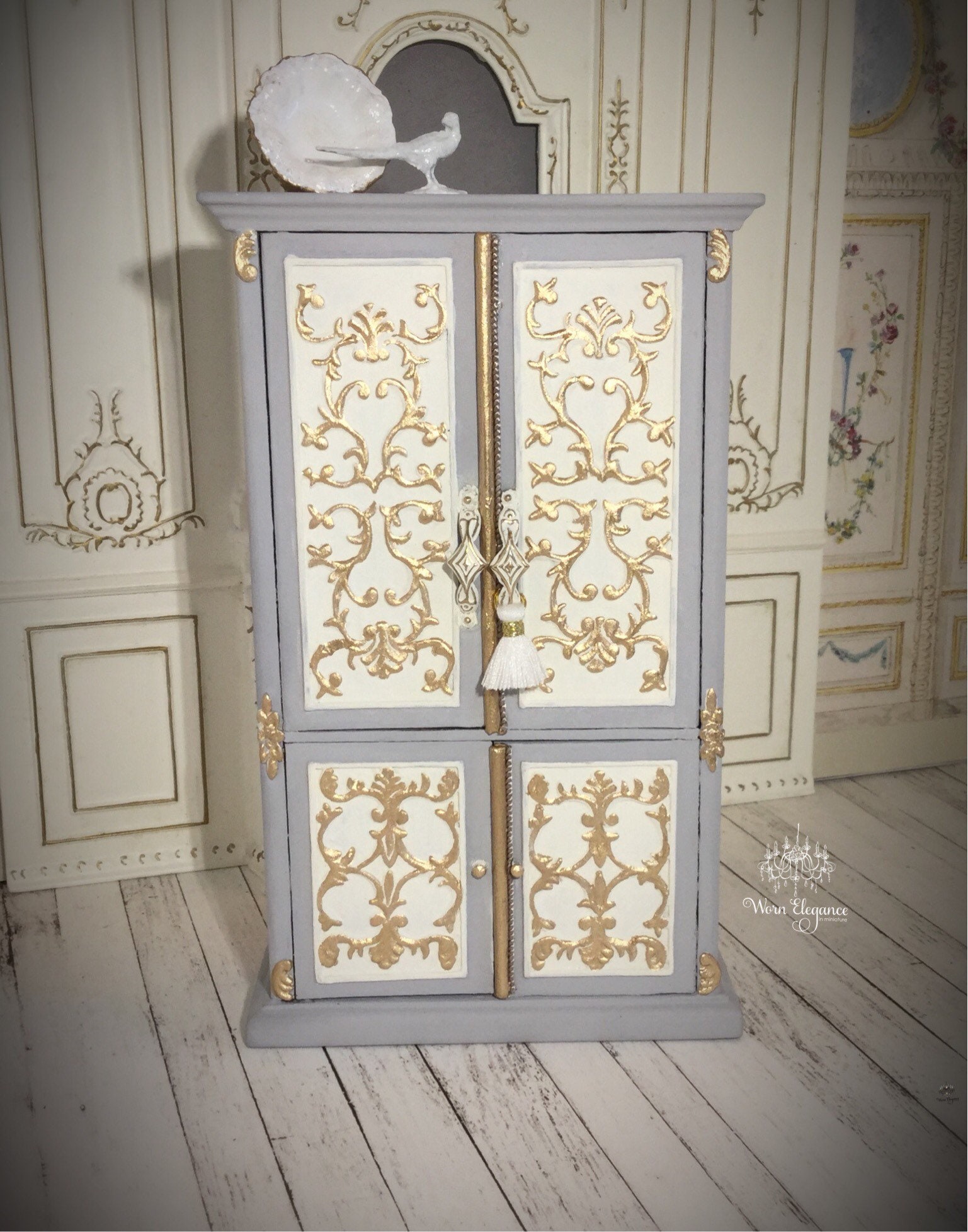 Dollhouse Miniature Armoire, 112, French Style, Bespaq, Hand Carved