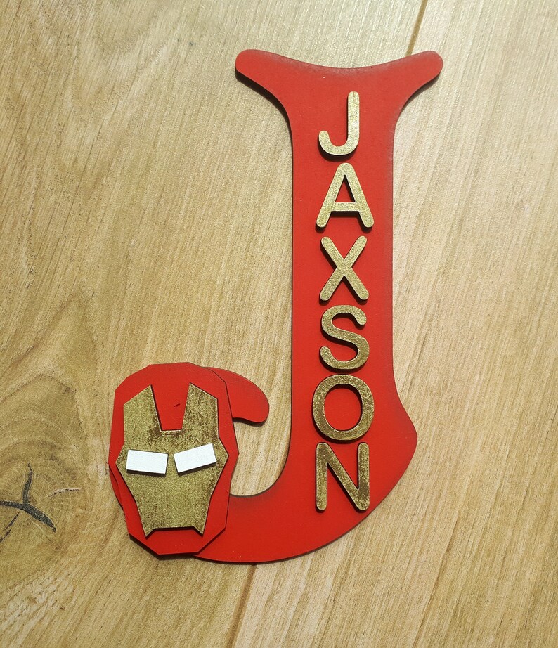 Handmade Personalised Door Sign Plaque Iron Man Super Hero Marvel Boys Bedroom Decorations