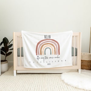 Personalized Rainbow Baby Milestone Blanket, Baby Growth Tracker, Rainbow Baby Gift, Baby Shower Gift, After Every Storm Comes A Rainbow