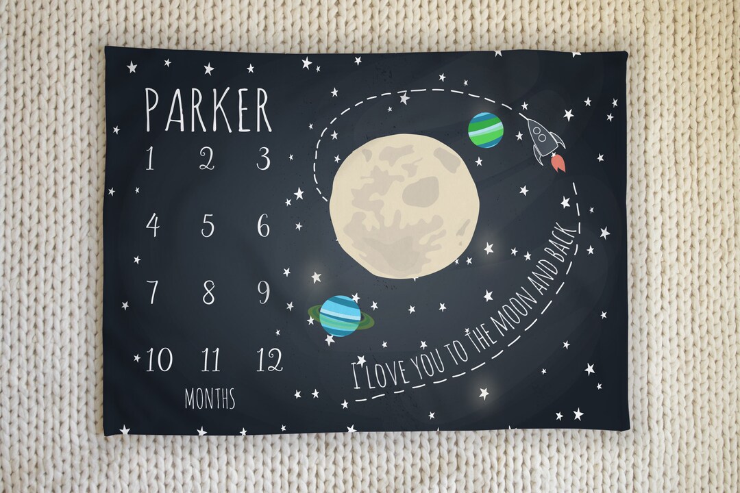 Space Milestone Blanket Growth Tracker Outerspace Baby Etsy
