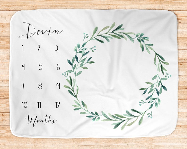 Baby Boy Milestone Blanket Boy Month Blanket Olive Branch Etsy