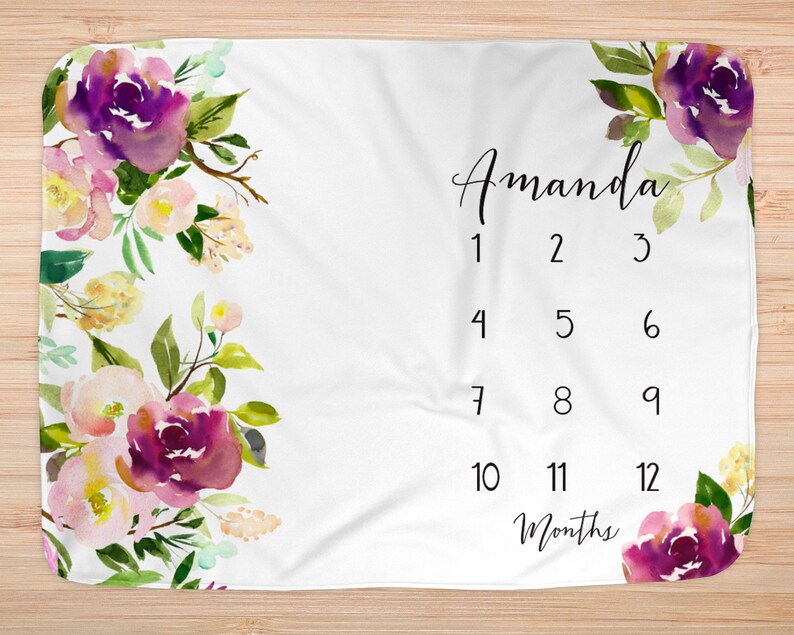 personalized floral baby blanket