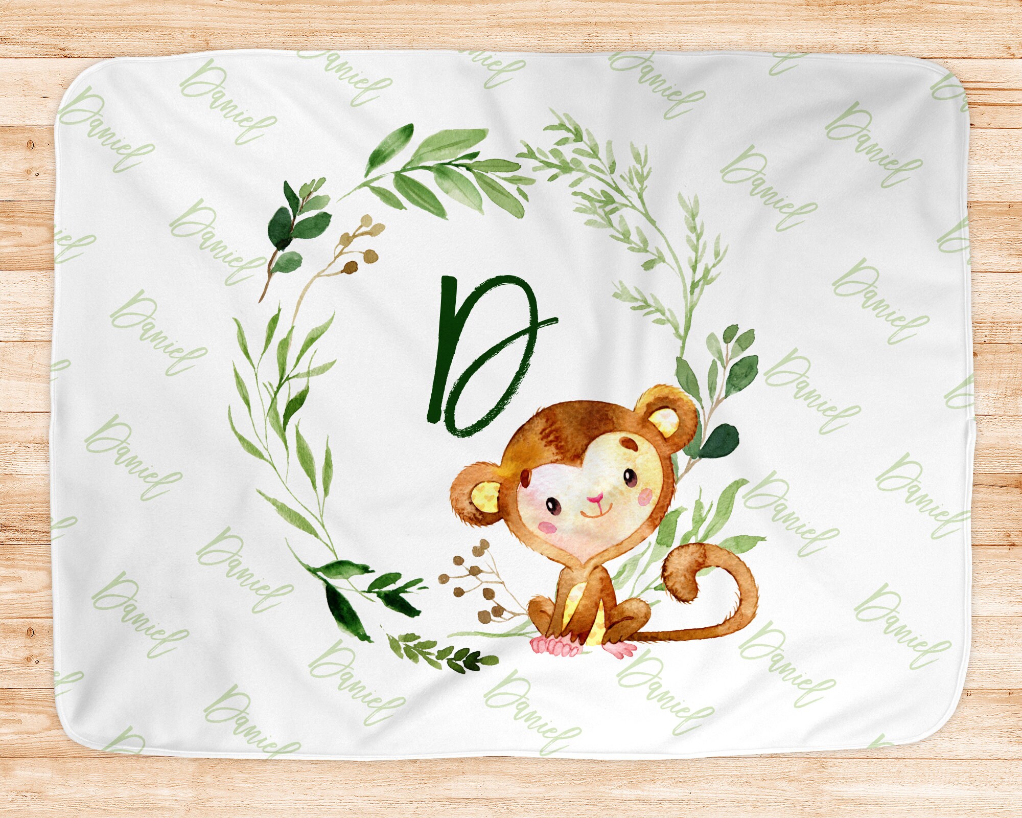 Boy Baby Blanket Monkey Blanket Jungle Personalized Baby Etsy