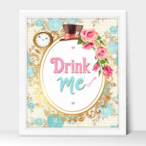 ALICE IN WONDERLAND Party Sign, Drink Me Printable Sign, Instant Download image 1