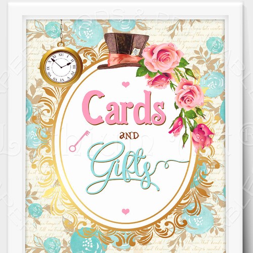 ALICE IN WONDERLAND Party Sign Cards and Gifts Printable - Etsy