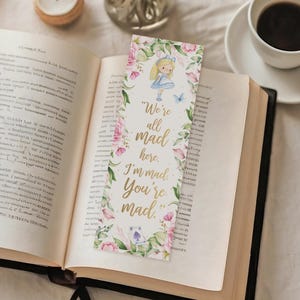 Alice In Wonderland Bookmark Bundle, Printable Mad Hatter Tea Party Favors and Decorations, Whimsical Bookmarks for Gifts
