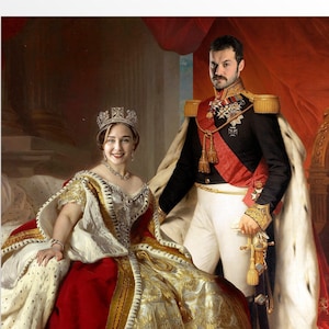 Custom King and Queen Portrait, Victorian Portrait from your Photo, DIGITAL DOWNLOAD to Print on Poster or Canvas, Royal Family Portrait