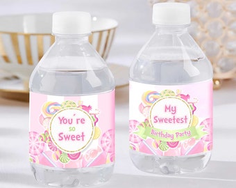 Candyland Water Bottle Labels, INSTANT DOWNLOAD, Sweets Party Labels, Candy Water Bottle Wrappers, Candyland Label, Sweets Party Decorations