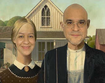 Personalized American Gothic Portrait from your Photo, Digital Portrait for Couple, Anniversary Gift, Custom Portrait for Couple, Funny Gift