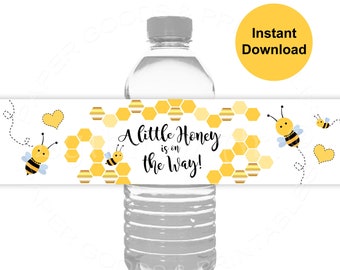 Bee Water Bottle Labels, Sweet as can bee Baby Shower Labels, Instant Download, Printable Bumble Bee Labels