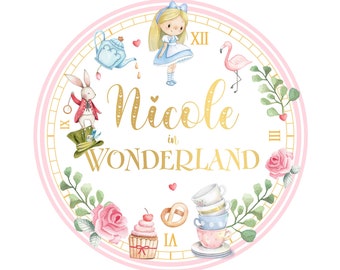 Alice in Wonderland Printable Clock, 40x40 Inches, Alice in Onederland Birthday Party Decorations, Mad Hatter Tea Party Decorations