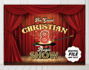 Magic Party Achtergrond, Afdrukbare Banner, Magic Show Fotografie Achtergrond, Goochelaar Verjaardagsfeest Decoraties
